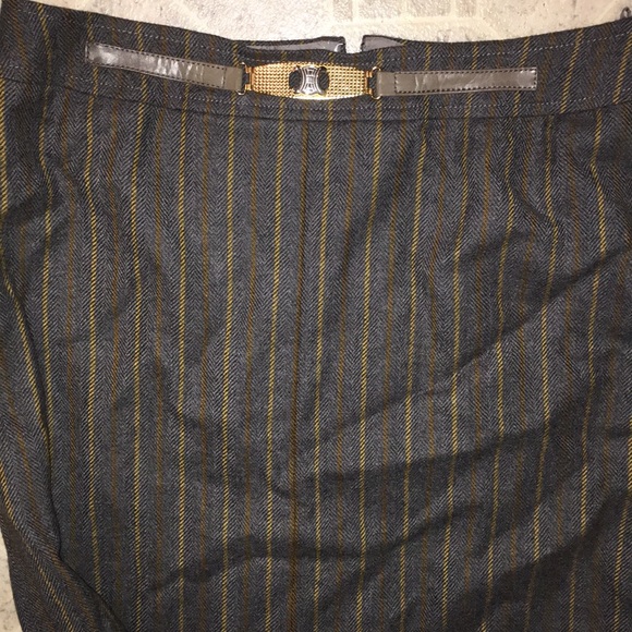 CELINE WOOL LINED KICK PLEAT  WOOL SKIRT - Picture 4 of 8